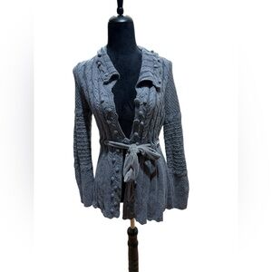 Boutique Whitewash Womens Silk Gray Cardigan Size Medium
